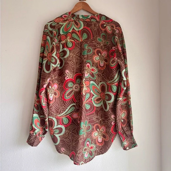 Alix Of BohemiaGogo Chocolate Silk Blouse L